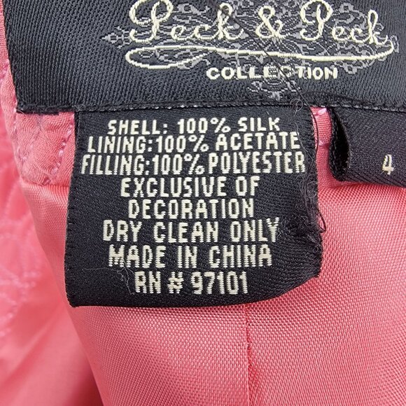 Vintage Pink silk Floral Embroidered Blazer Jacket With Full Zip & Long Sleeves - Picture 10 of 16